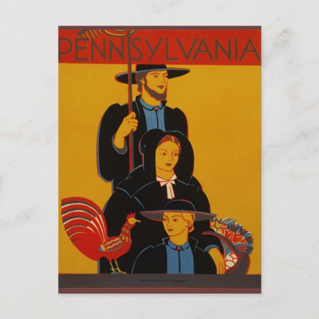 Postal Postcard de Vintage Pennsylvania (Anverso)