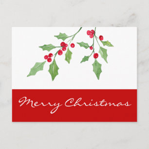 Postal Postcard de Watercolor Holly Sprigs