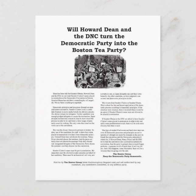 Postal Postcard del Boston Tea Fiesta - versión 2 (Anverso)