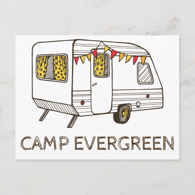 Postal Postcard del campamento personalizado con caravana (Anverso)