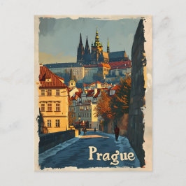 Postal Postcard del castillo de Praga Vintage