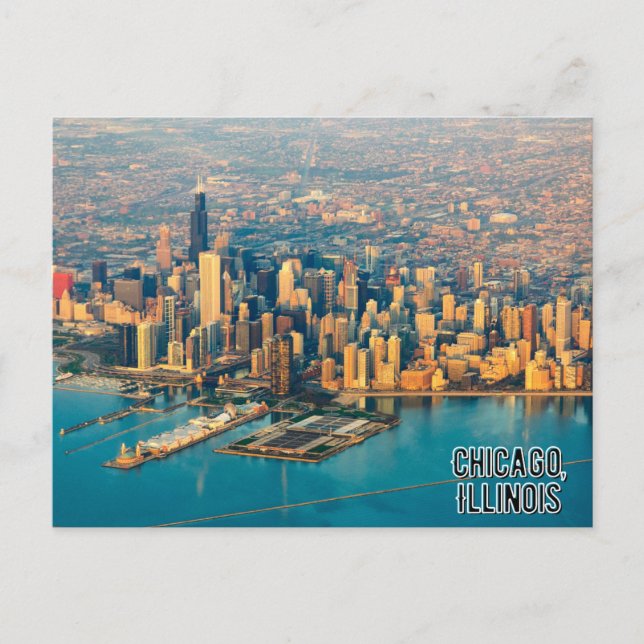 Postal Postcard del centro de Chicago Illinois (Anverso)