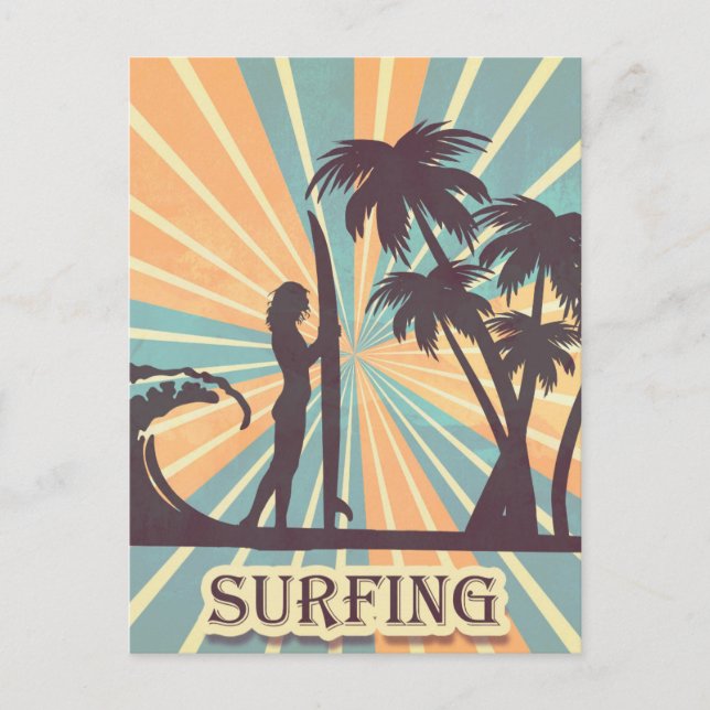 Postal Postcard del Chica surfista (Anverso)