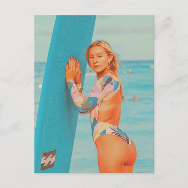 Postal Postcard del Chica surfista (Anverso)