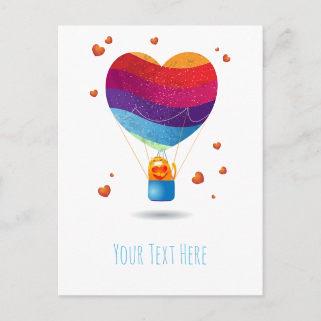 Postal Postcard del gato y el balón de amor (Anverso)