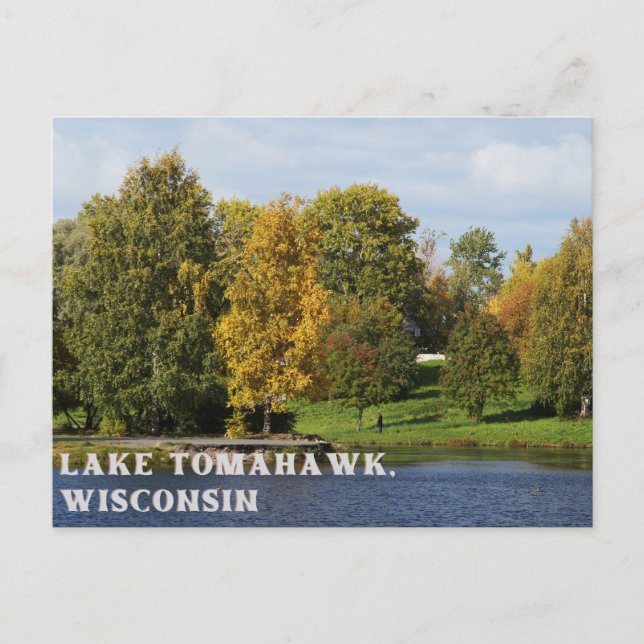 Postal Postcard del lago Tomahawk Wisconsin (Anverso)
