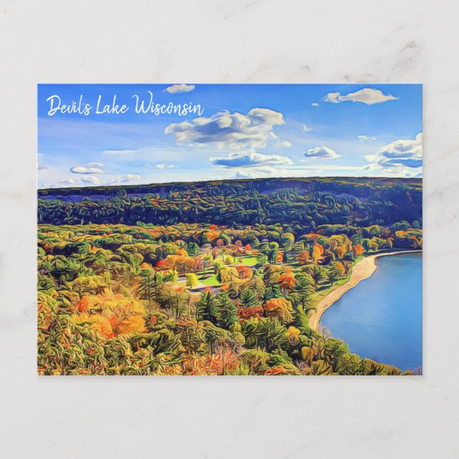 Postal Postcard del lago Wisconsin del diablo (Anverso)