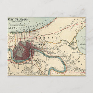 Postal Postcard del mapa de Nueva Orleans