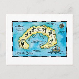 Postal Postcard del mapa del tesoro de la isla Skull
