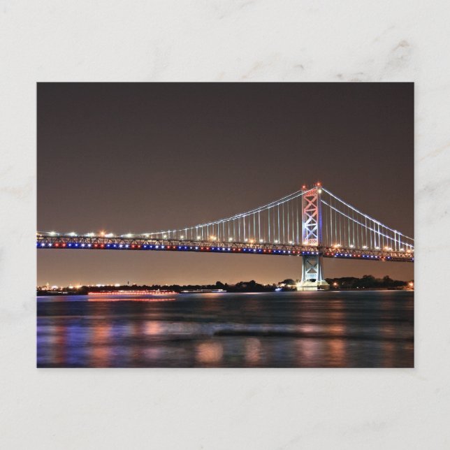 Postal Postcard del puente Benjamin Franklin (Anverso)