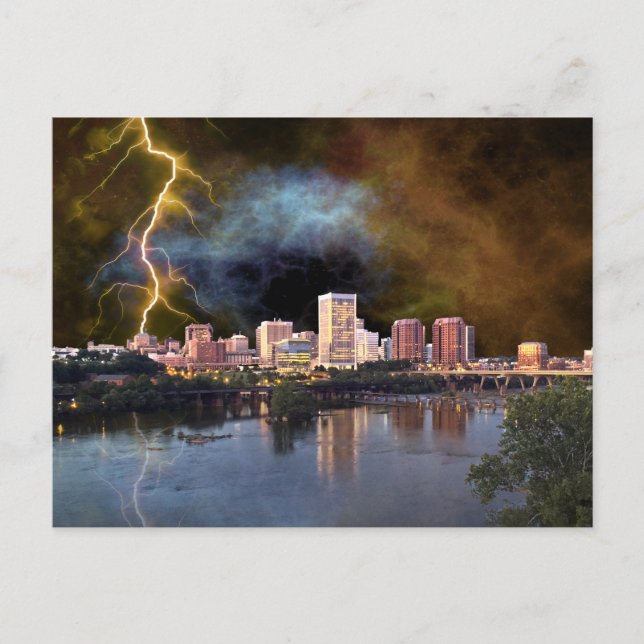 Postal Postcard del Skyline de Stormy Richmond (Anverso)