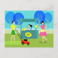 Postcard del stand de lemonade infantil retro