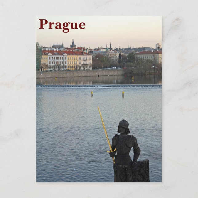 Postal Postcard, estatua de Praga (Anverso)
