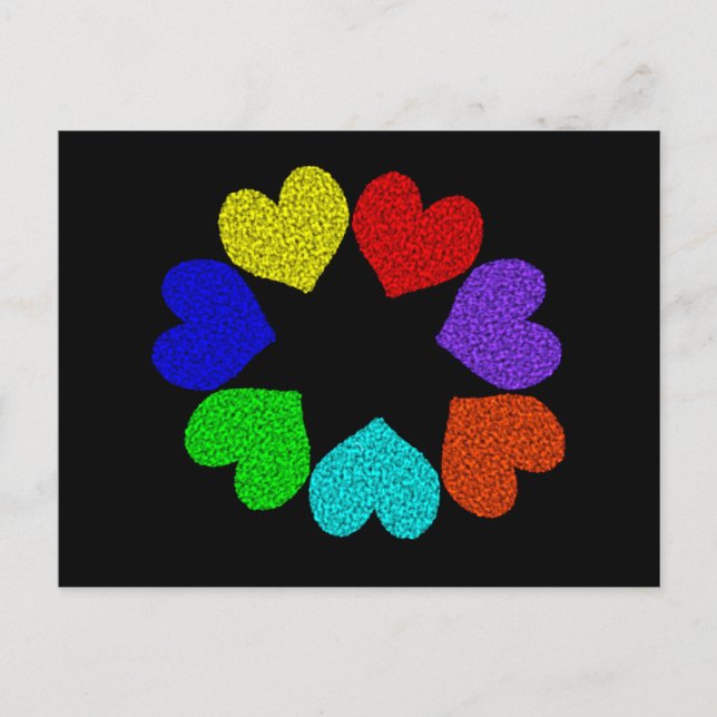 Postal Postcard floral Rainbow Love Hearts (Anverso)