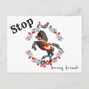 Postal Postcard Floral Stop Caballos Alrededor Del Caball