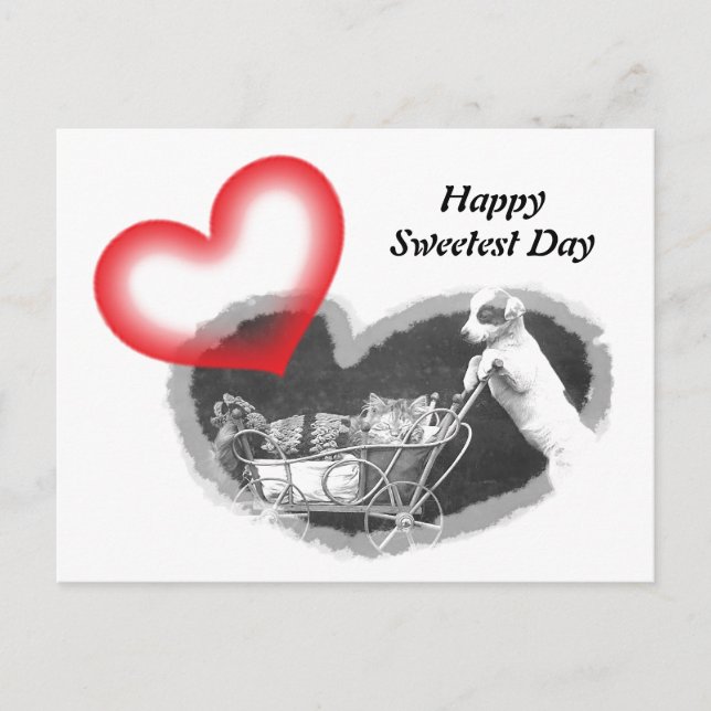 Postal Postcard Furry Happy Sweetest Day Hearts Mascota P (Anverso)