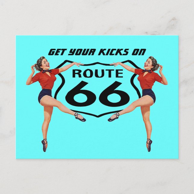 Postal Postcard Get Your Kicks On Route 66 - Road Trip PC (Anverso)