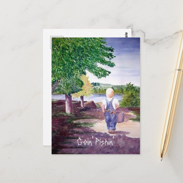 Postal Postcard - Goin' Pishin' (Anverso/Reverso In Situ)