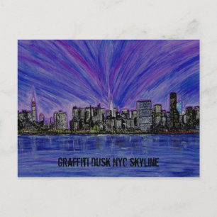 Postal Postcard - Graffiti Dusk NYC Skyline