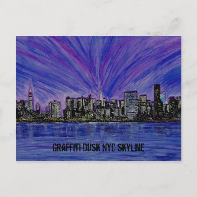 Postal Postcard - Graffiti Dusk NYC Skyline (Anverso)