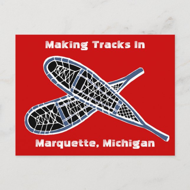 Postal Postcard ~ Haciendo Pistas Nieves Zapatos De Nieve (Anverso)