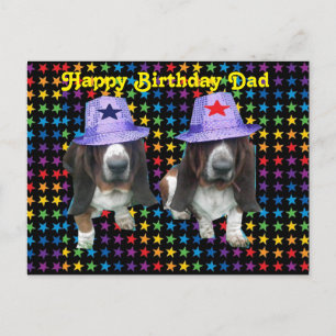 Postal Postcard Happy Dad Birday Basset