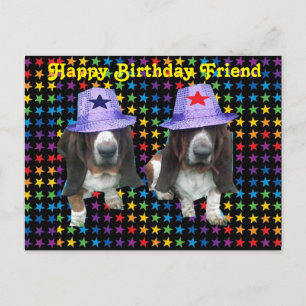 Postal Postcard Happy Friend Birday Basset Sta