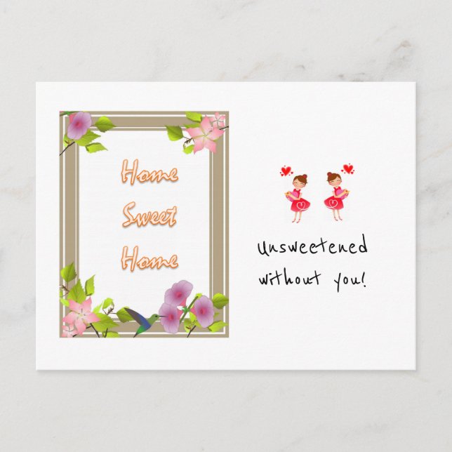 Postal Postcard Hogar Dulce Hogar Sin Adultos sin ti! (Anverso)