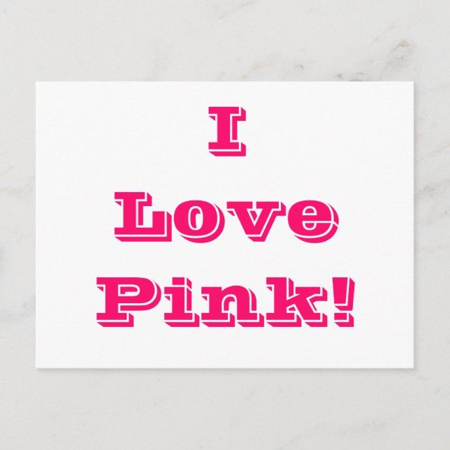 Postal Postcard I Love Pink (Anverso)