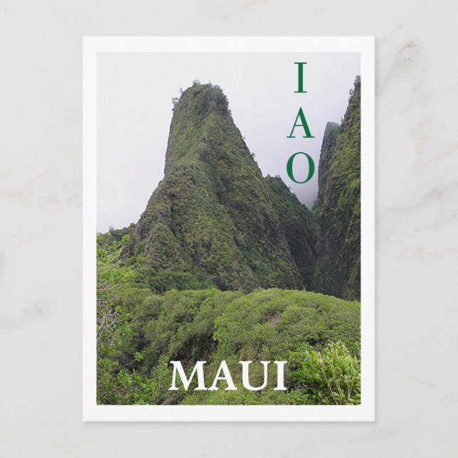 POSTAL POSTCARD, IAO NEEDLE (MAU)I ENTRE EN NUBES" (Anverso)