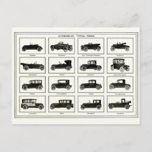 Postal Postcard - Ilustracion de automóviles de época
