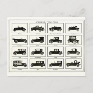 Postal Postcard - Ilustracion de automóviles de época