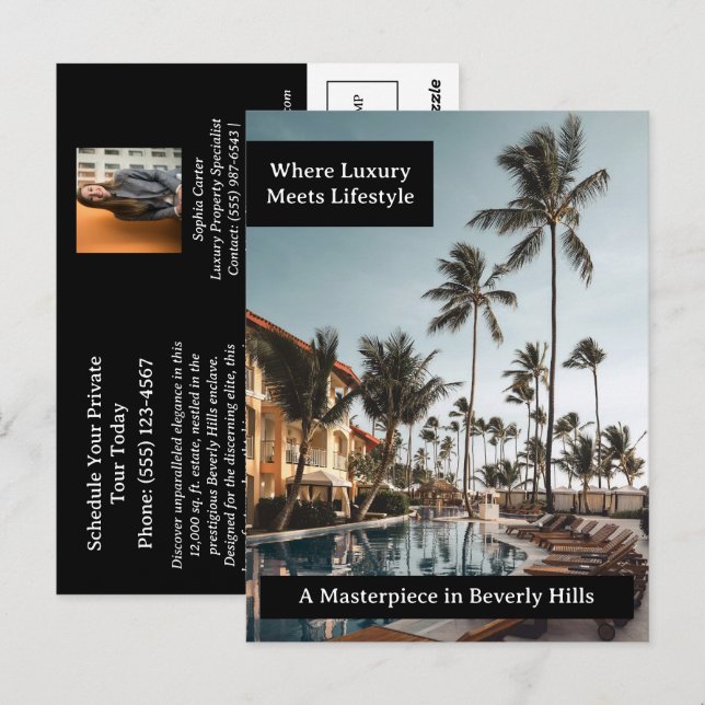 Postal Postcard inmobiliario de lujo personalizado (Anverso / Reverso)