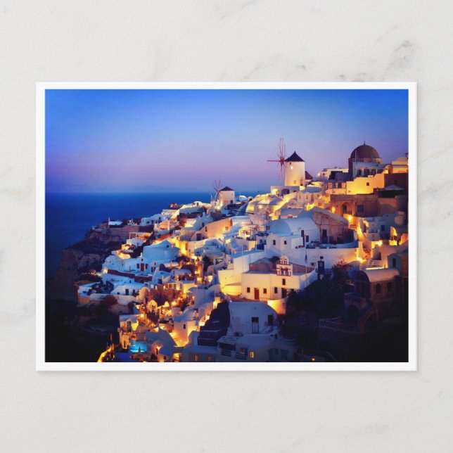 Postal Postcard - Isla Mediterránea Santorin (Anverso)