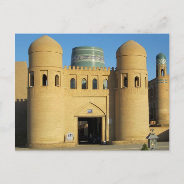 Postal Postcard La Puerta Oeste de Khiva, Uzbekistán (Anverso)