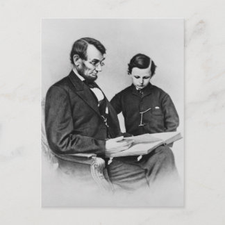 Postal Postcard Lincoln - lectura con su hijo Tad, 1864