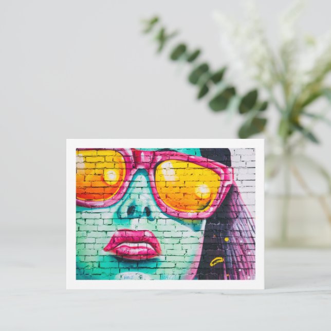 Postal Postcard - Lipstick Urban Street Art (Anverso de pie)
