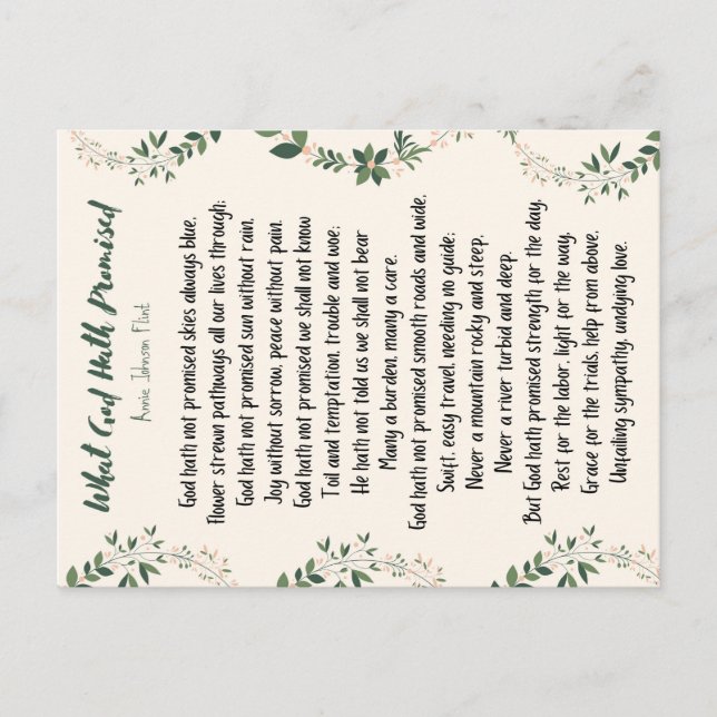 Postal Postcard Lo que Dios prometió (Anverso)