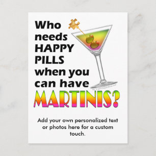 Postal Postcard - Martinis v. Happy Pills