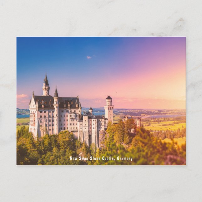 Postal Postcard New Swan Stone Castle, Alemania 德 國・新 天 鵝 (Anverso)