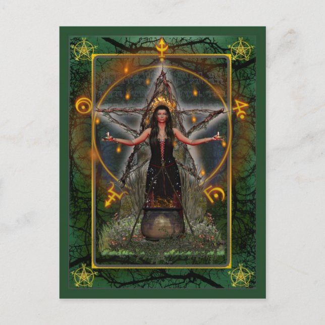 Postal Postcard pagano - Witch Witch 'Green ~ Earth' (Anverso)