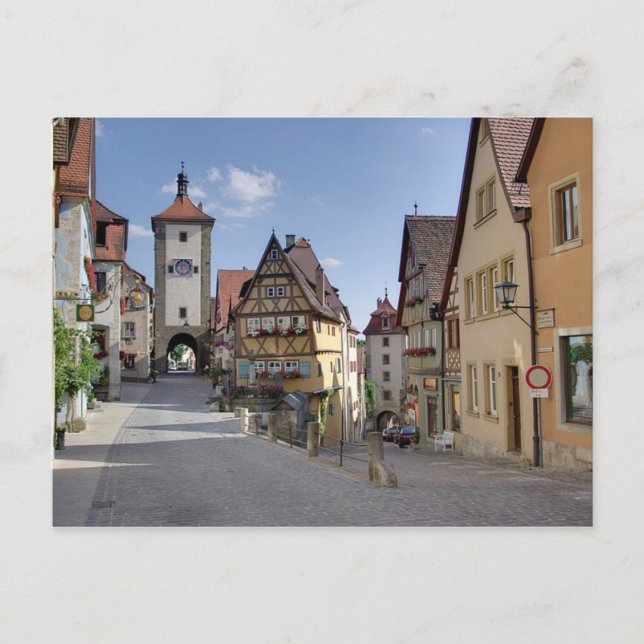 Postal Postcard Plönlein Place, Rothenburg, Alemania (Anverso)