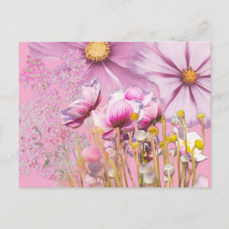 Postal Postcard Postkarte Blumen, rosa