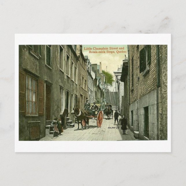 Postal Postcard, Quebec City, Little Champlain Street (Anverso)
