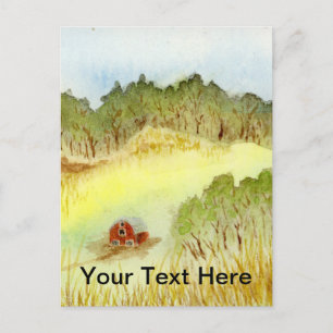 Postal Postcard Red Barn