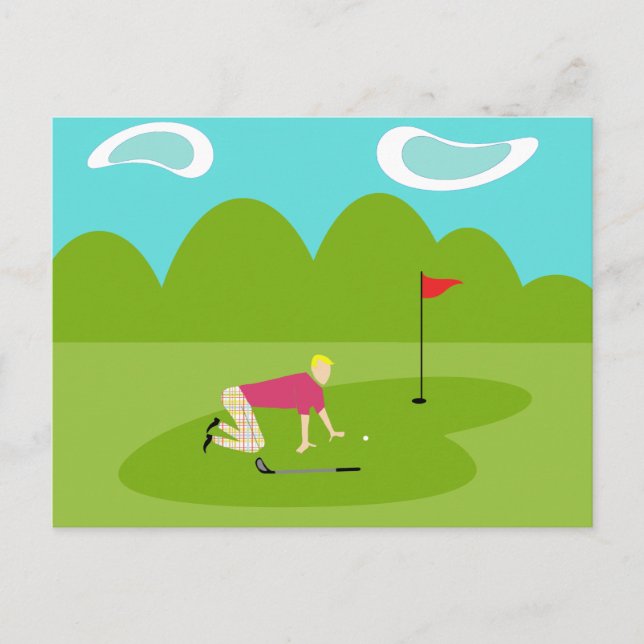 Postal Postcard Retro Golfer (Anverso)