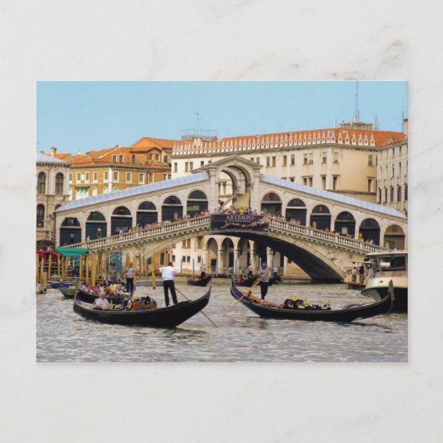 Postal Postcard Rialto Bridge, Venice Italy (Anverso)
