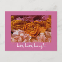 Postcard rosas - Live, Love, Laugh