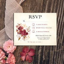 Postcard RSVP Burgundy & Ivory Elegant