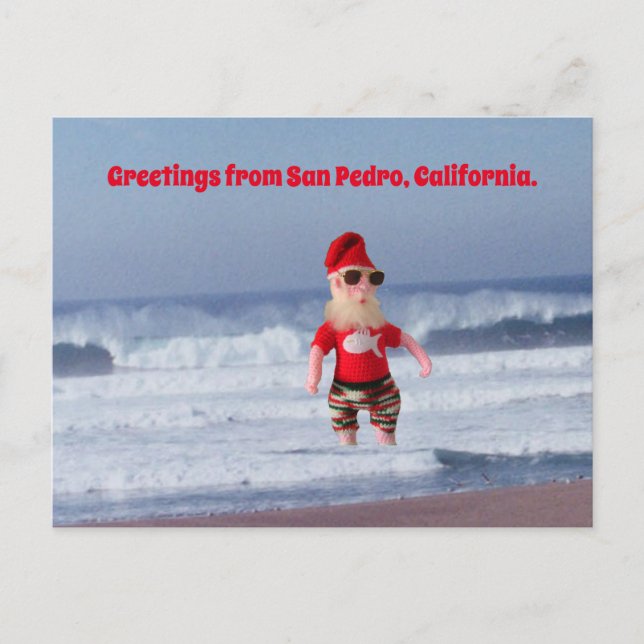 Postal Postcard - Santa in Surf (Anverso)
